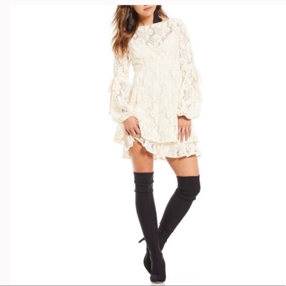 Free People Ruby Cream Lace Mini Dress